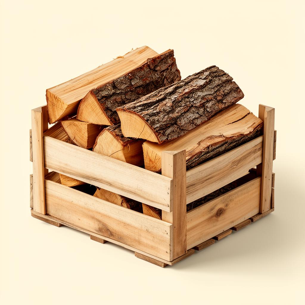 Palletised firewood crates ready for container loading